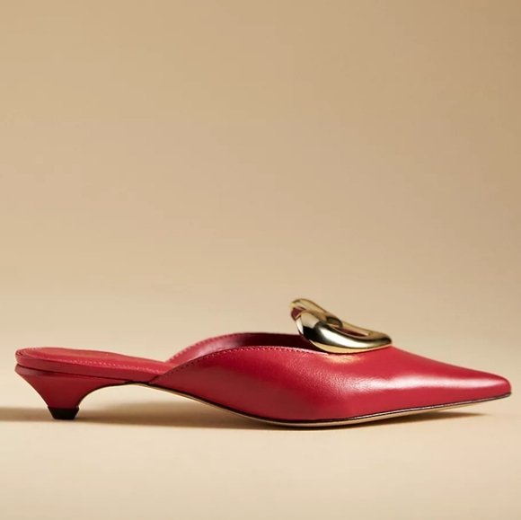 Maeve Heart Mule Heels, Size 37, US 6 - 6 1/2 , Retail $170.00, Color: Red - Picture 2 of 7